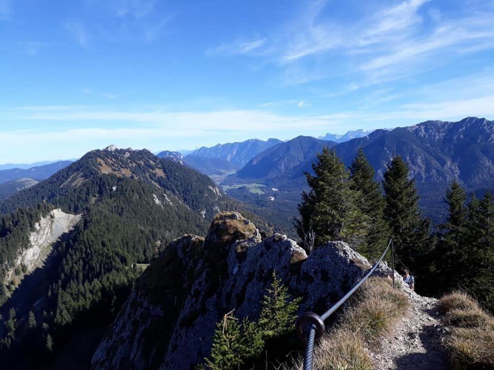 Ferienwohnung Panorama im Gästehaus Bergfrieden Bayersoien Exterior foto
