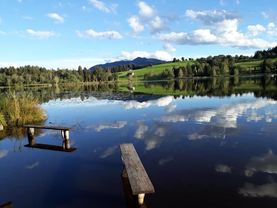 Ferienwohnung Panorama im Gästehaus Bergfrieden Bayersoien Exterior foto